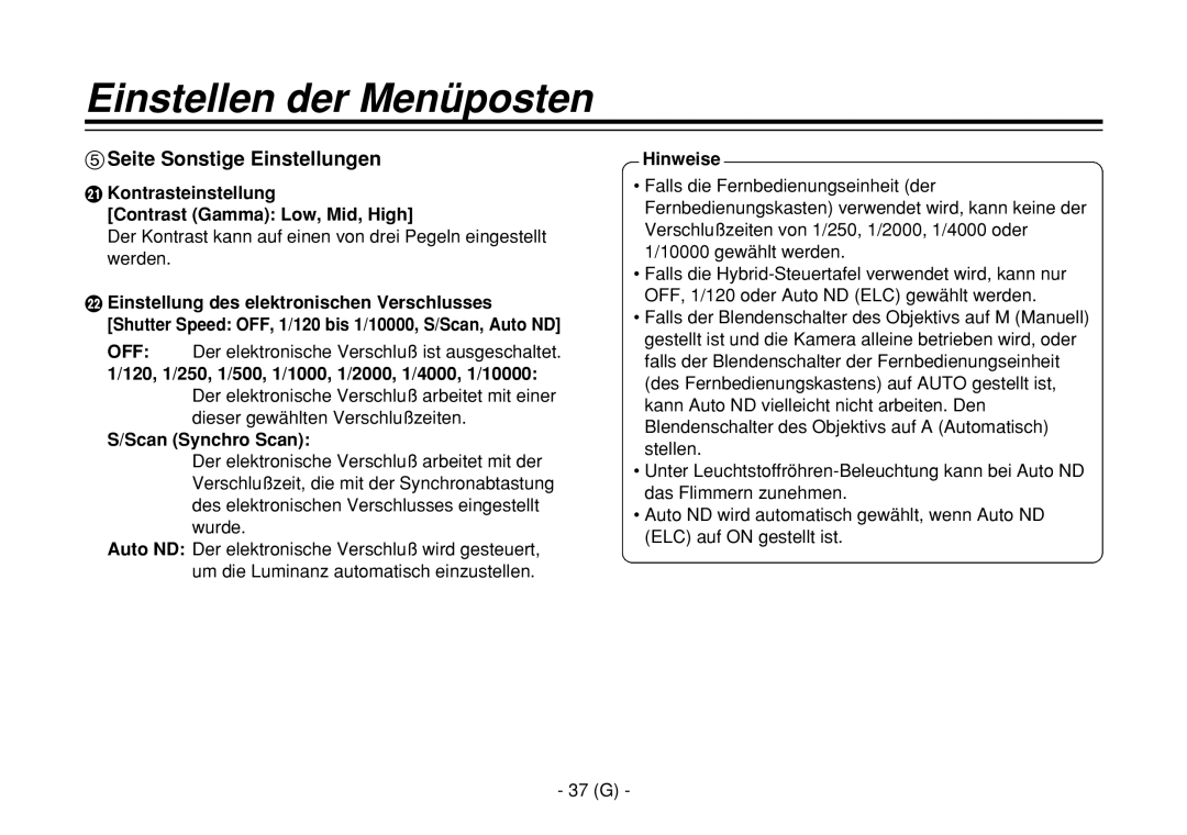 Panasonic AW-E860L manual Seite Sonstige Einstellungen, Kontrasteinstellung Contrast Gamma Low, Mid, High 