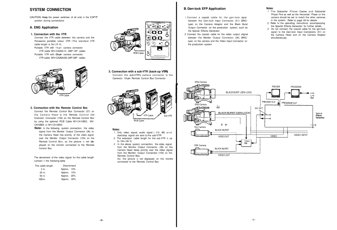 Panasonic AW-F575E manual System Connection, Connection with the VTR, Connection with the Remote Control Box 