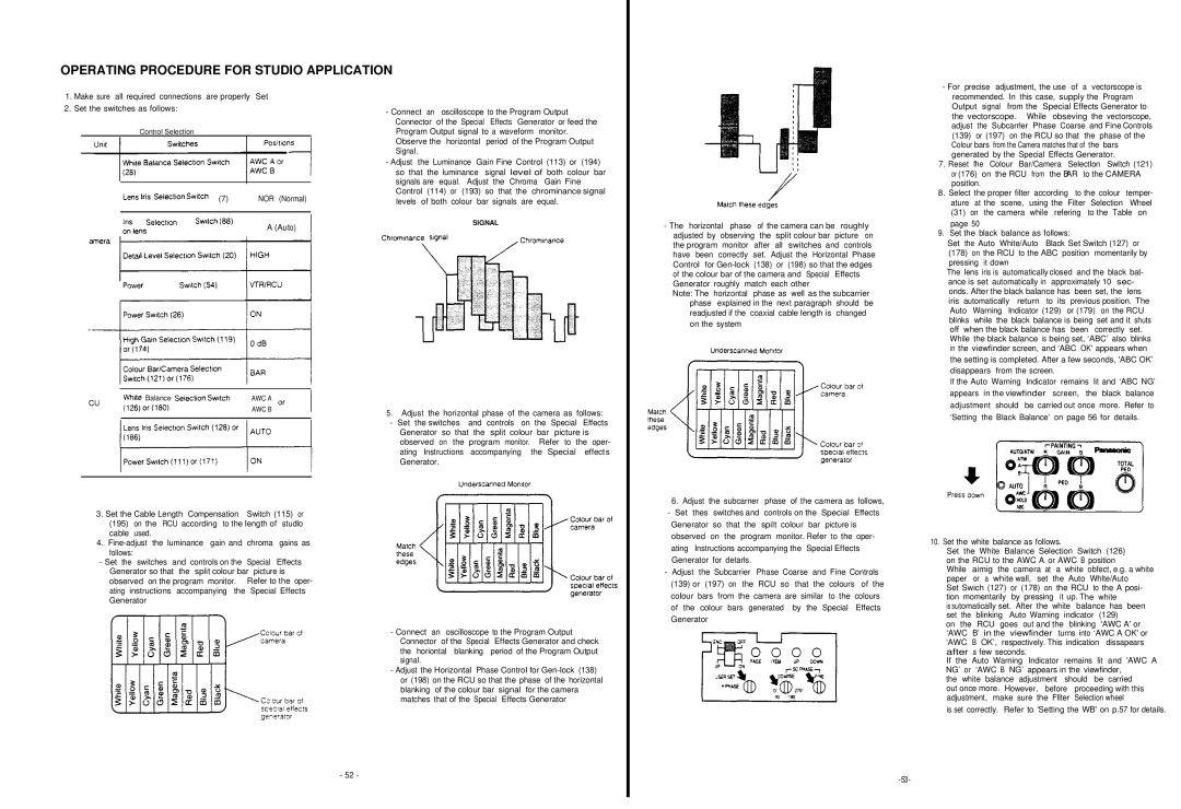 Panasonic AW-F575E manual Operating Procedure for Studio Application, ‘Awc 