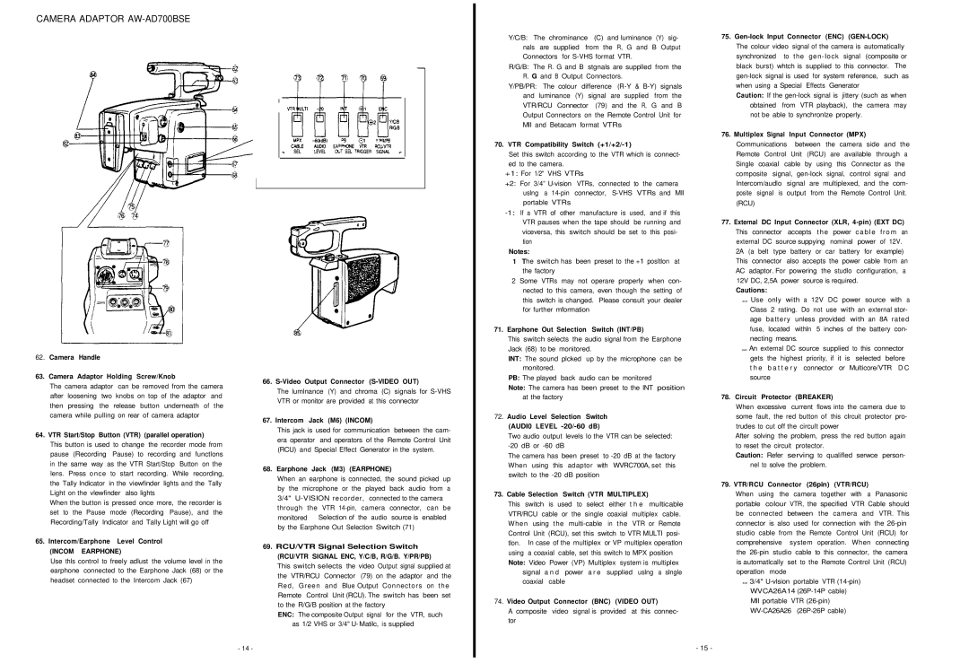 Panasonic AW-F575E manual Incom Earphone 