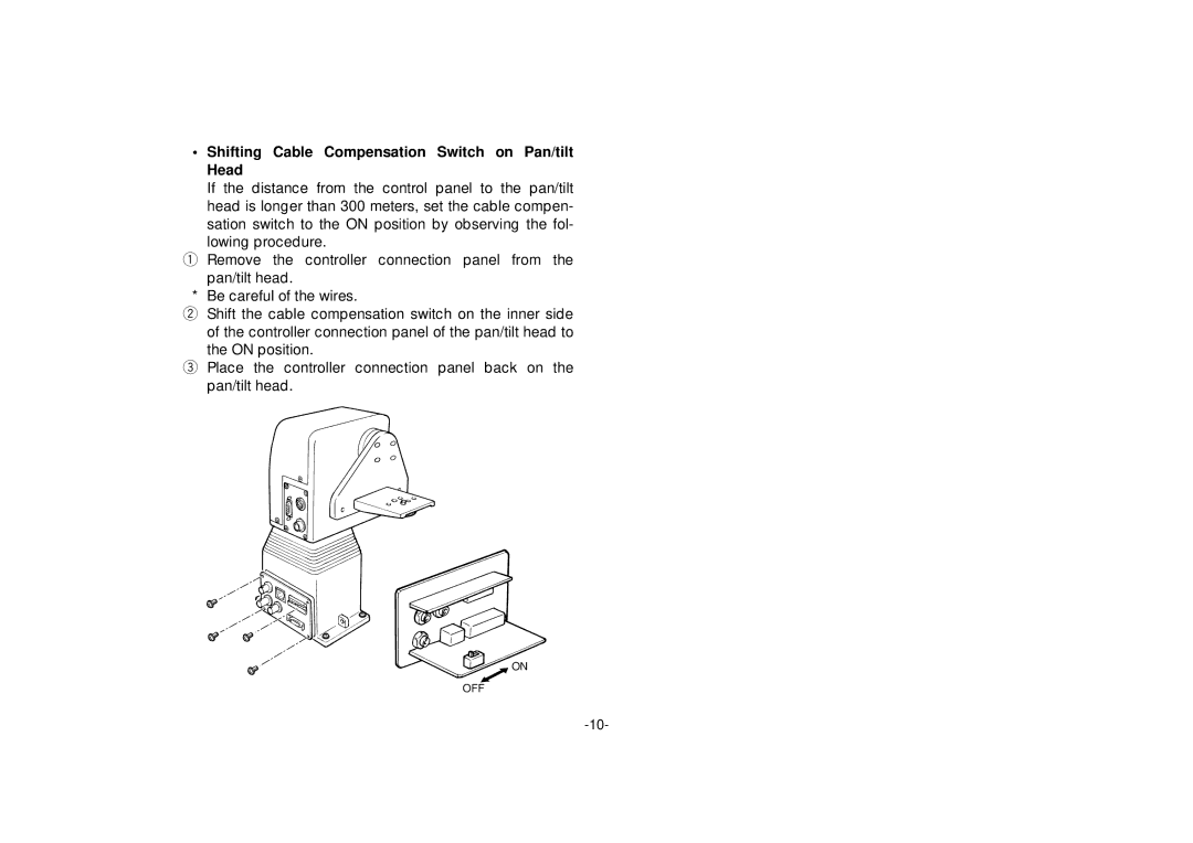 Panasonic AW-HB505 manual Shifting Cable Compensation Switch on Pan/tilt Head 