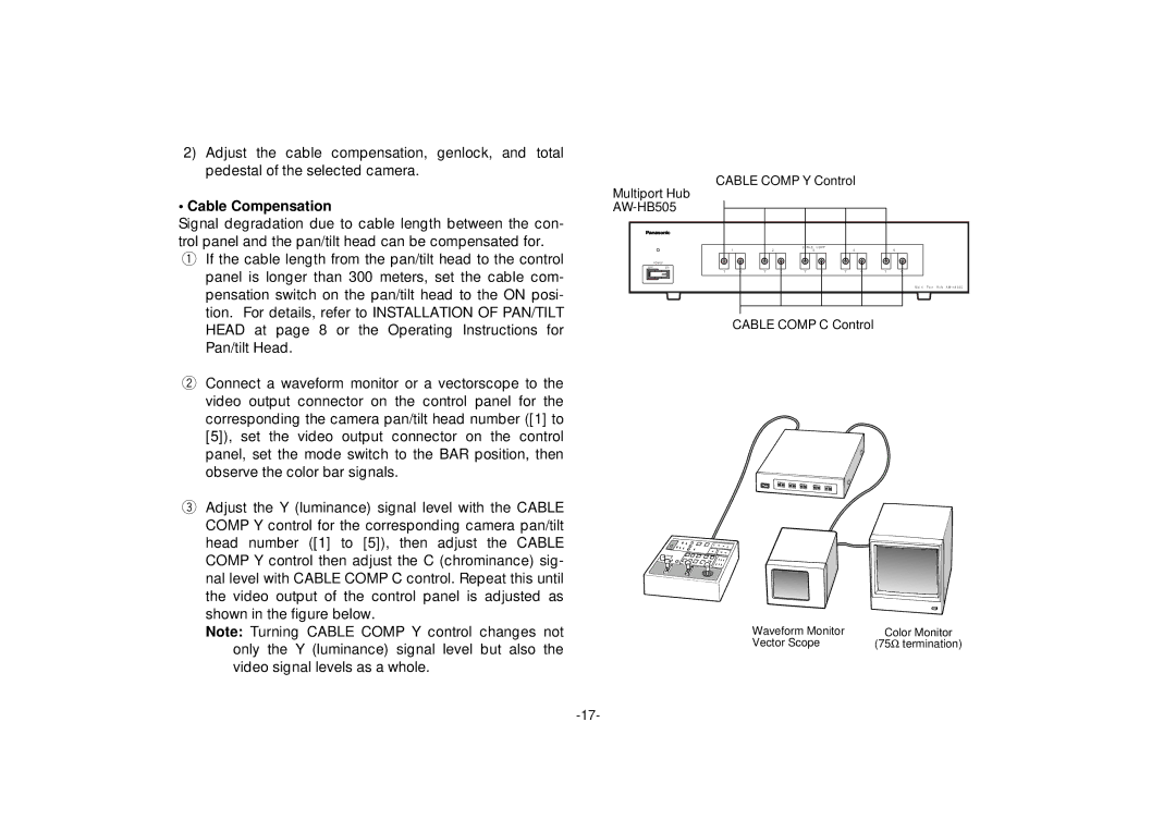 Panasonic AW-HB505 manual Cable Compensation, Cable Comp C Control 