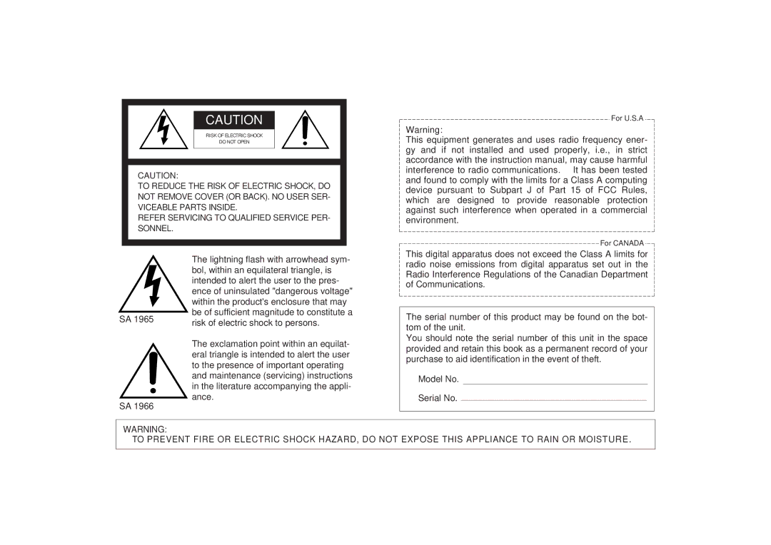 Panasonic AW-HB505 manual For U.S.A For Canada 