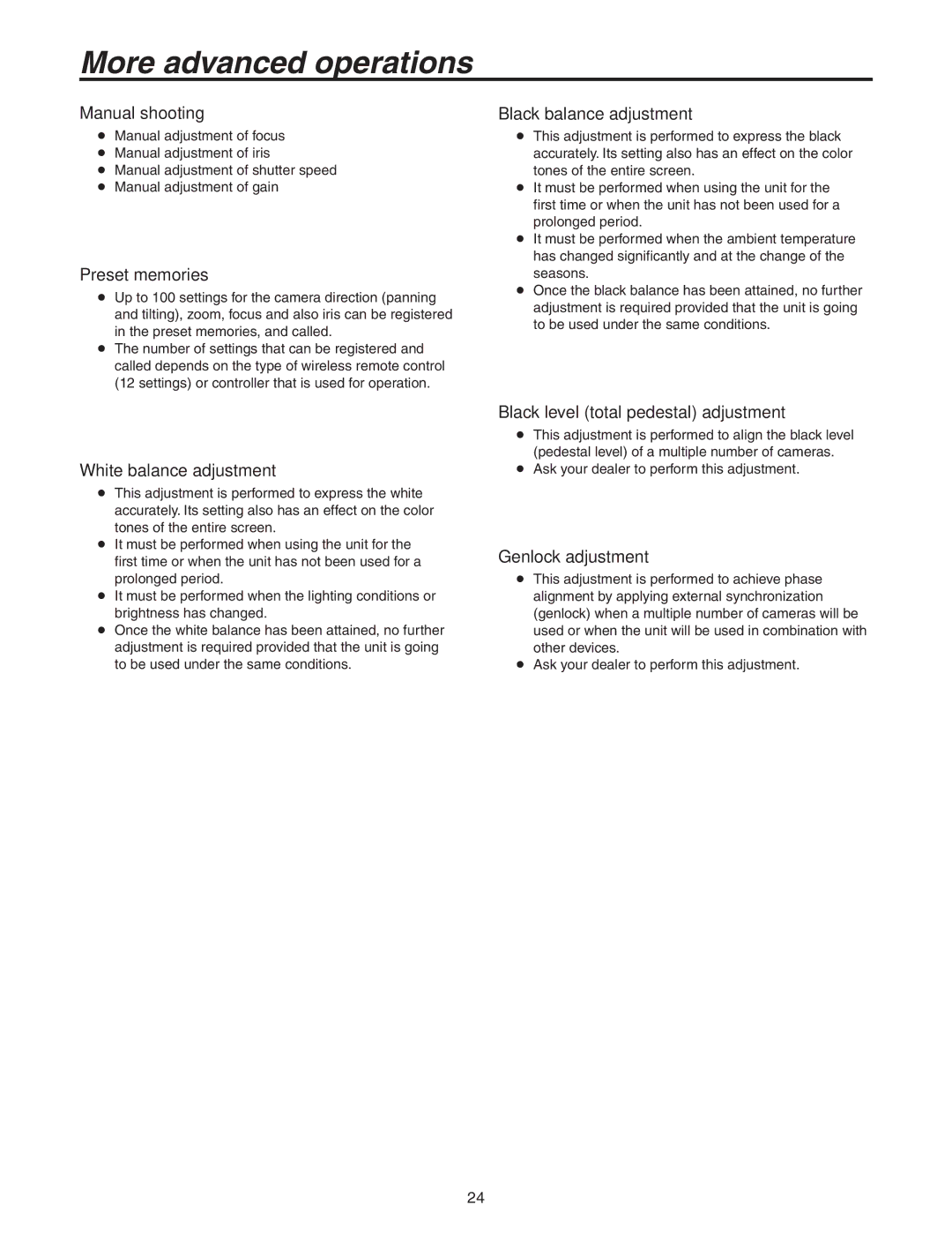 Panasonic AW-HE100N operating instructions More advanced operations 