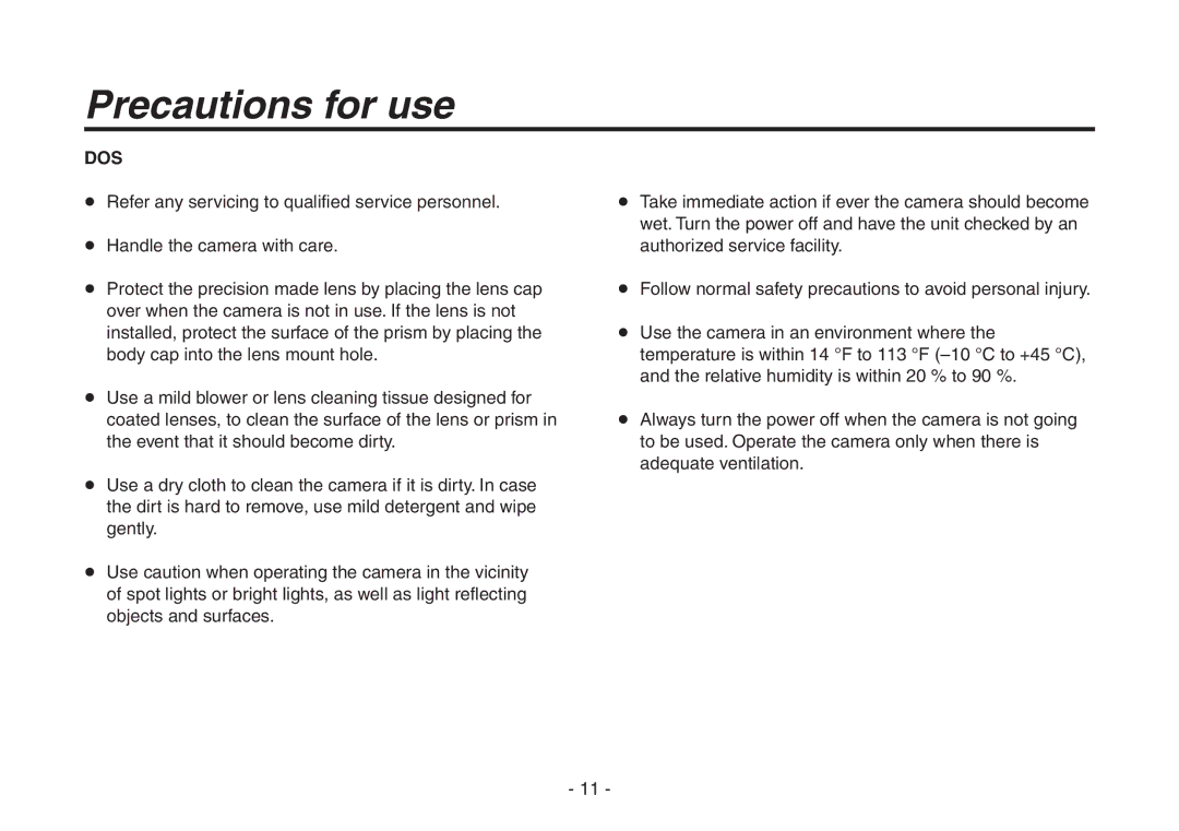 Panasonic AW-HE870N operating instructions Dos 