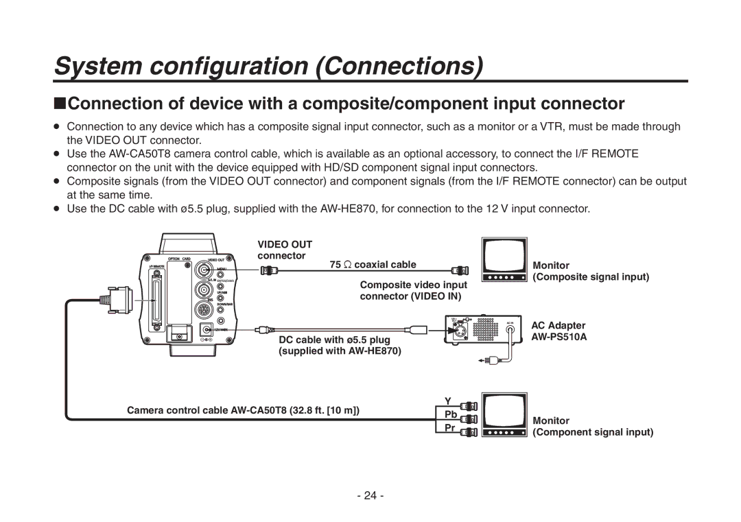 Panasonic AW-HE870N operating instructions System configuration Connections, Video OUT 