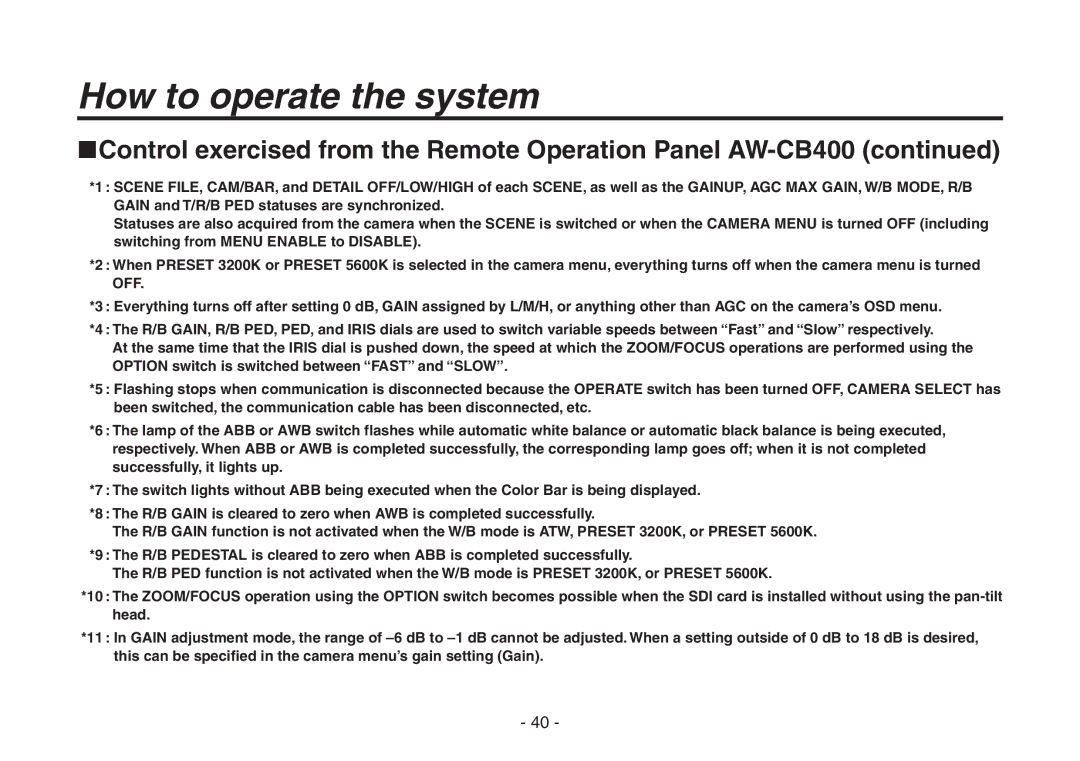 Panasonic AW-HE870N operating instructions How to operate the system 