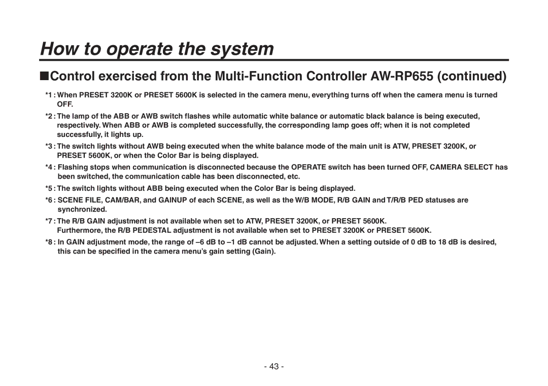 Panasonic AW-HE870N operating instructions How to operate the system 