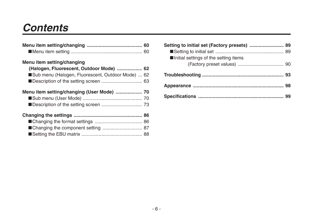 Panasonic AW-HE870N operating instructions Menu item setting/changing User Mode, Changing the settings 