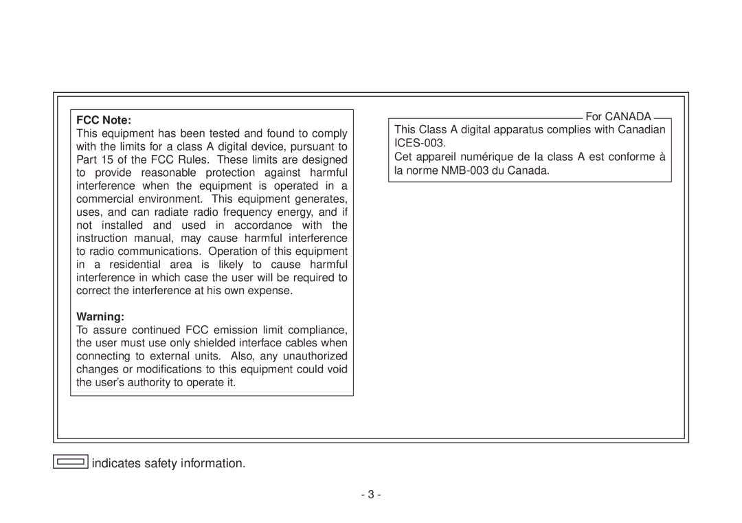 Panasonic AW-HHD870N manual FCC Note 