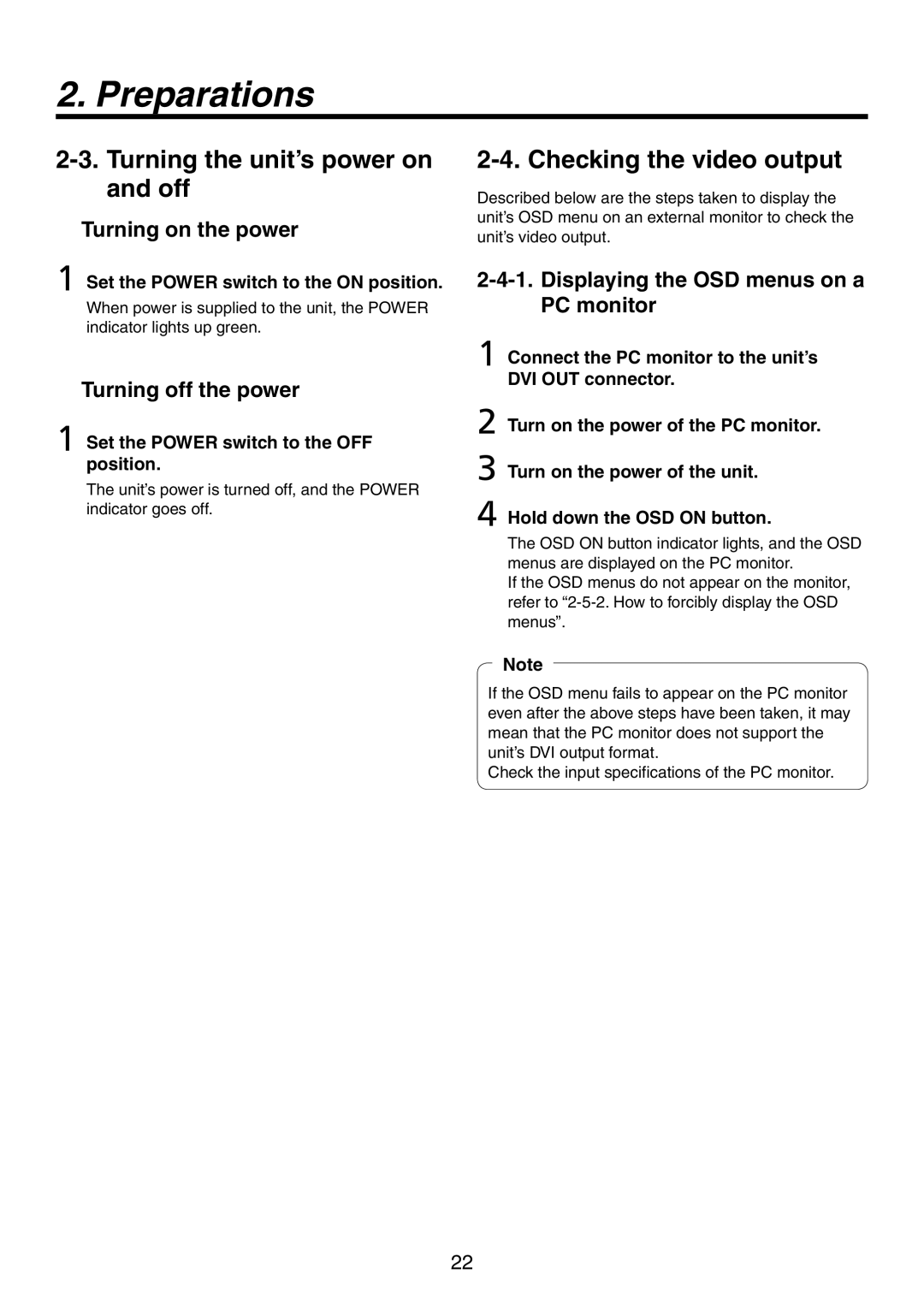 Panasonic AW-HS50N operating instructions Turning on the power, Turning off the power 