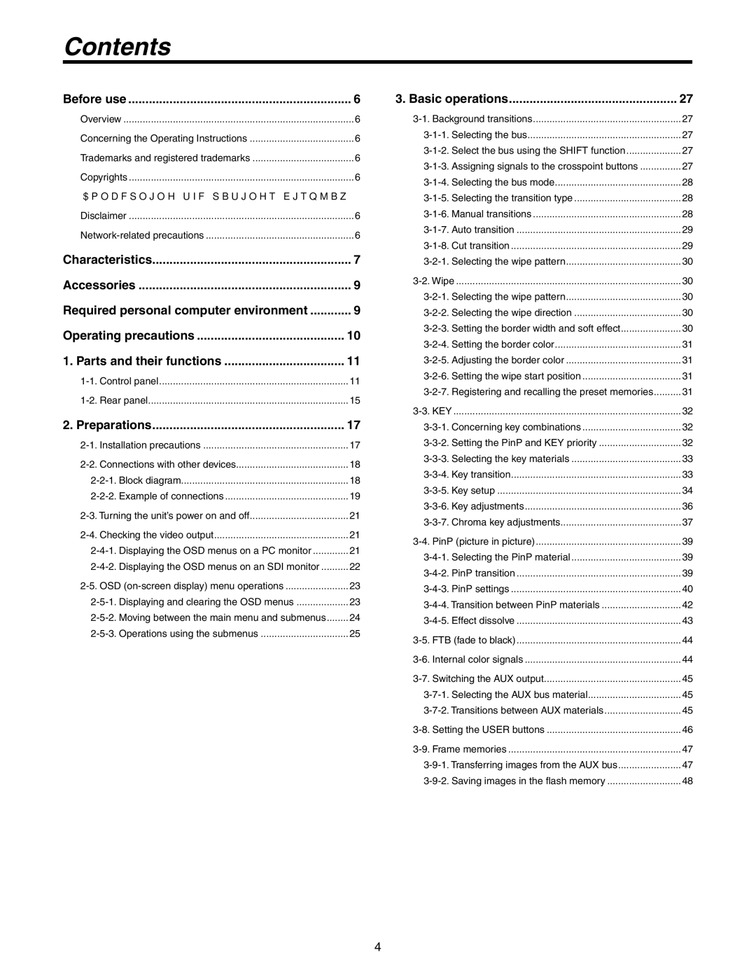 Panasonic AW-HS50N operating instructions Contents 