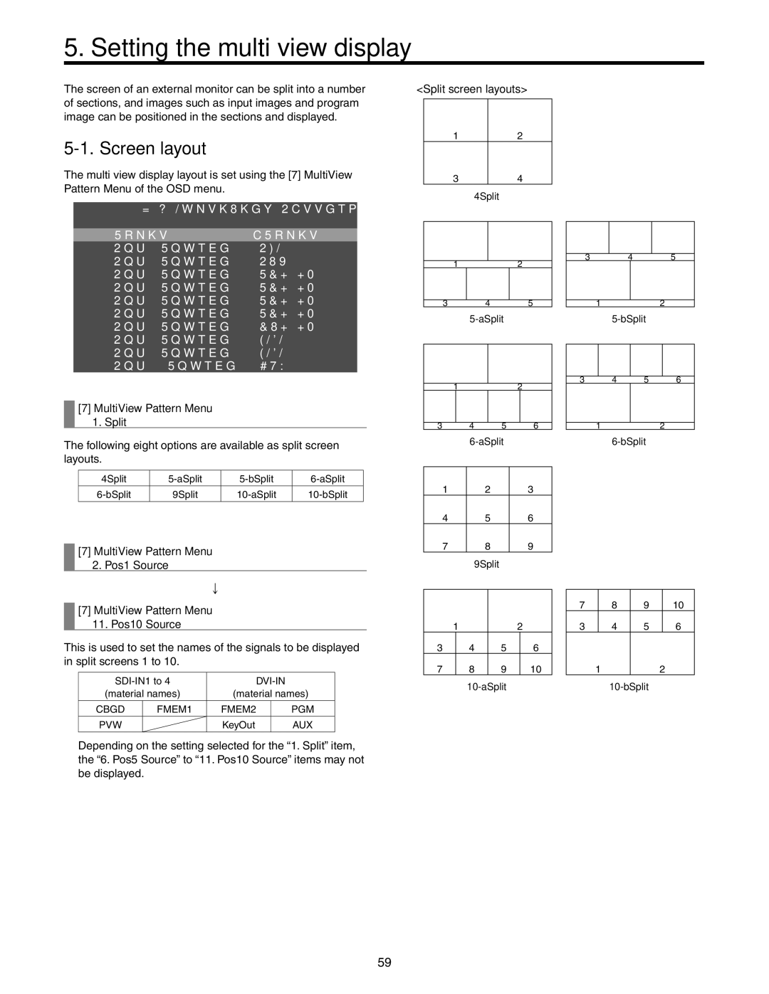 Panasonic AW-HS50N operating instructions Setting the multi view display, Screen layout 