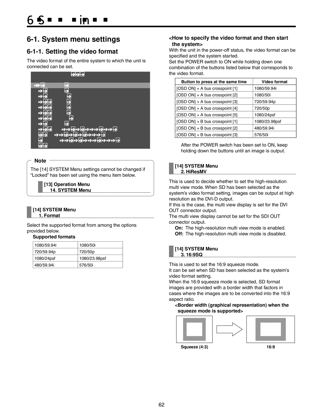 Panasonic AW-HS50N operating instructions System settings, System menu settings, Setting the video format 