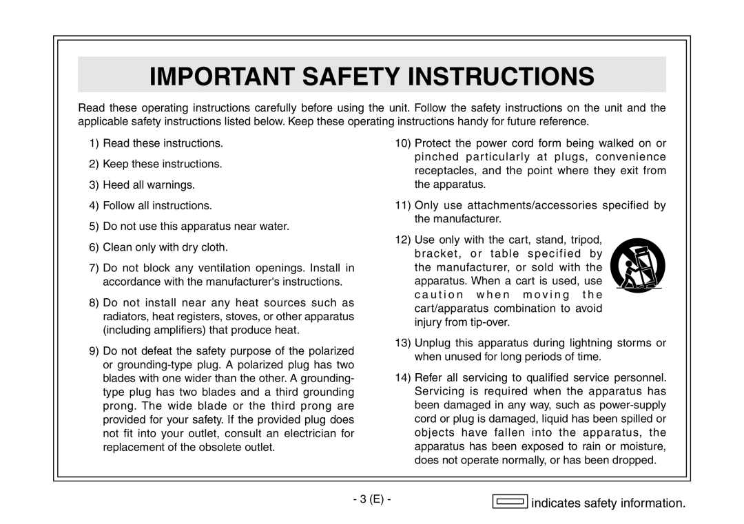 Panasonic AW-IF400G manual Important Safety Instructions 