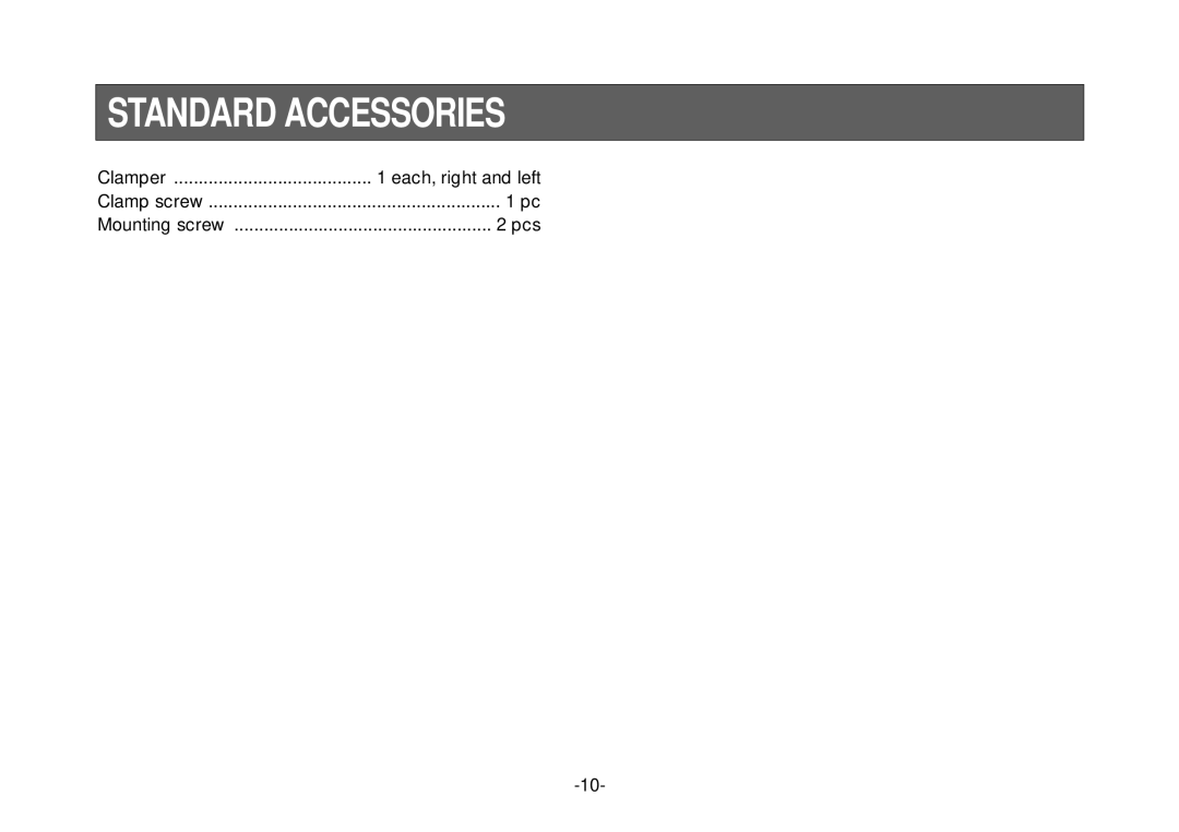 Panasonic AW-LK30 manual Standard Accessories, Pcs 