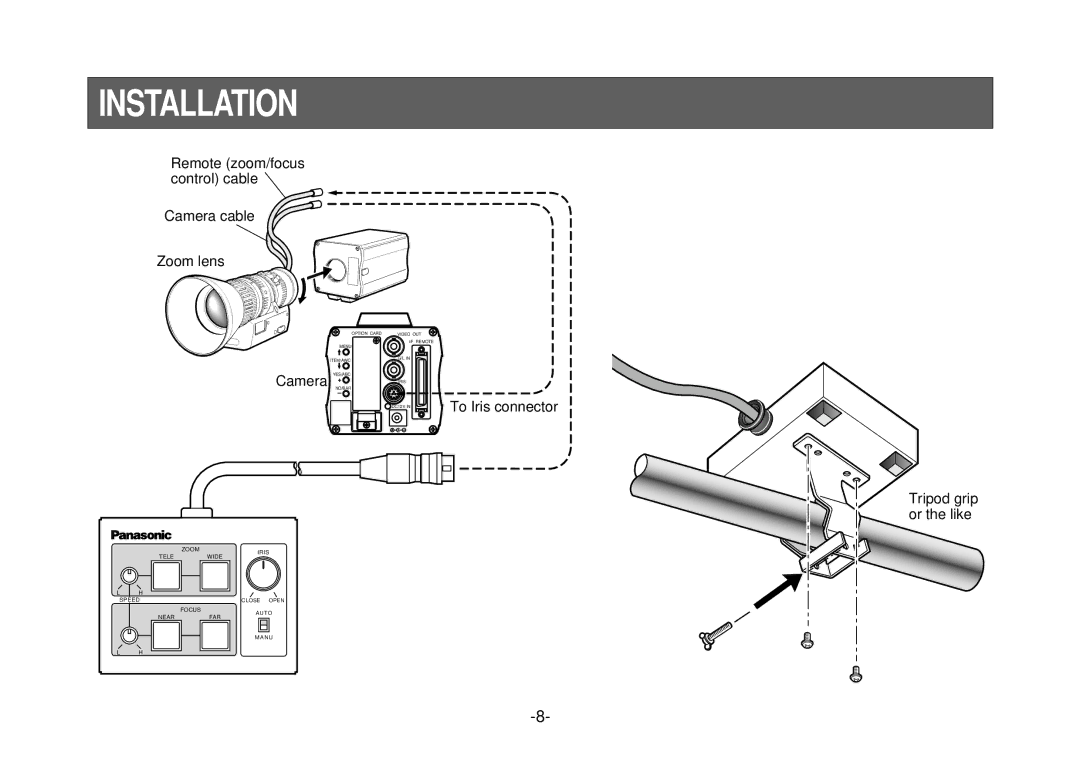 Panasonic AW-LK30 manual Installation, Camera 