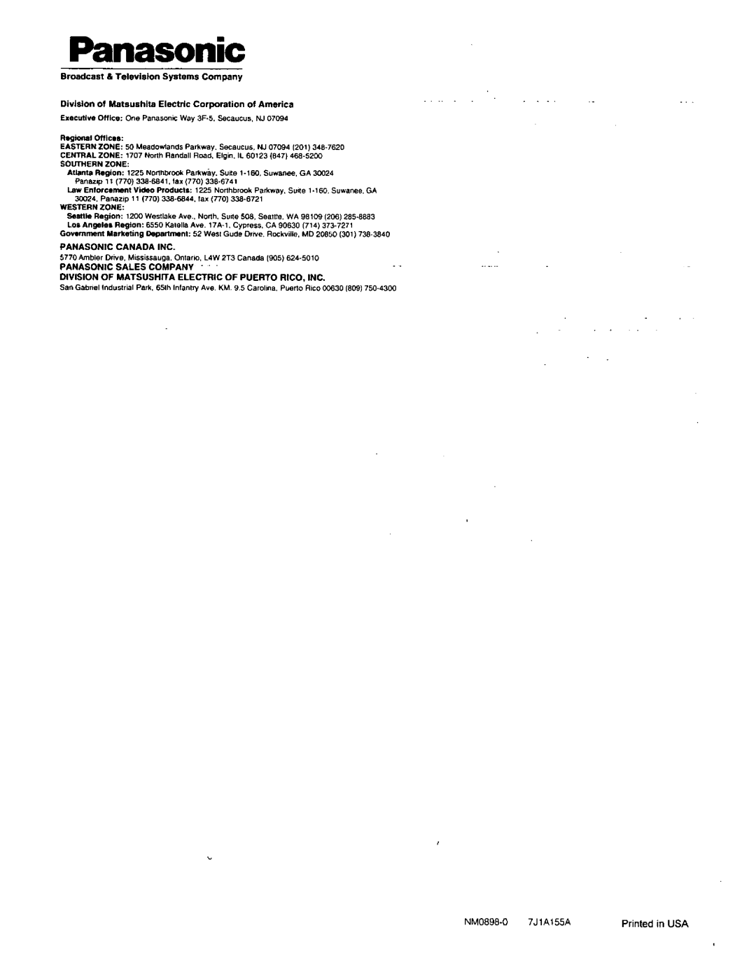 Panasonic AW-LZ10MD6 for AW-E300 Series manual 