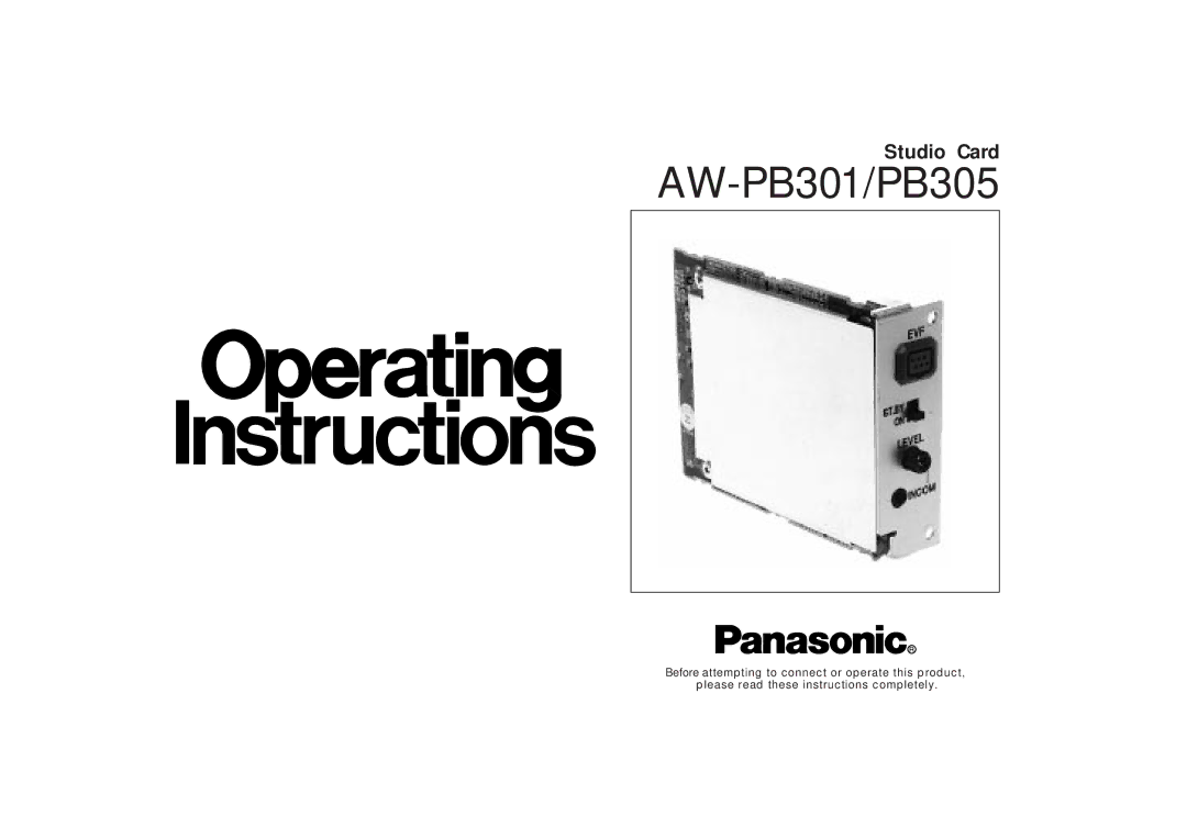 Panasonic manual AW-PB301/PB305 