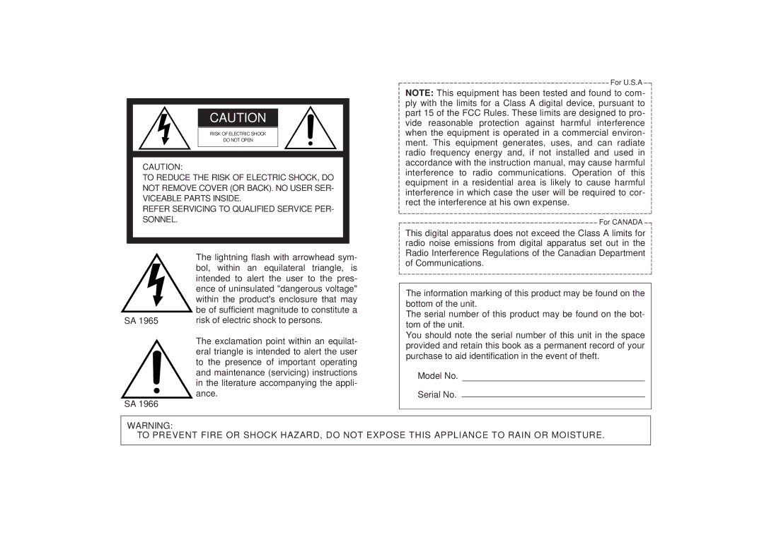 Panasonic AW-PB301, PB305 manual Lightning flash with arrowhead sym 