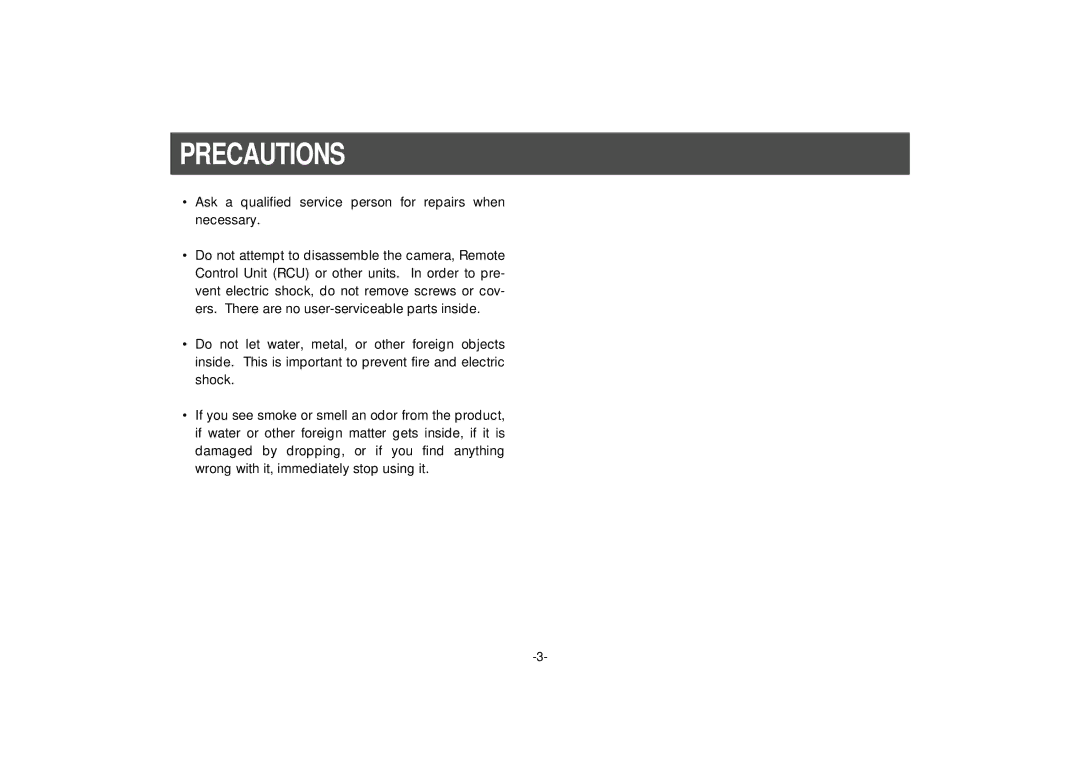 Panasonic PB305, AW-PB301 manual Precautions 