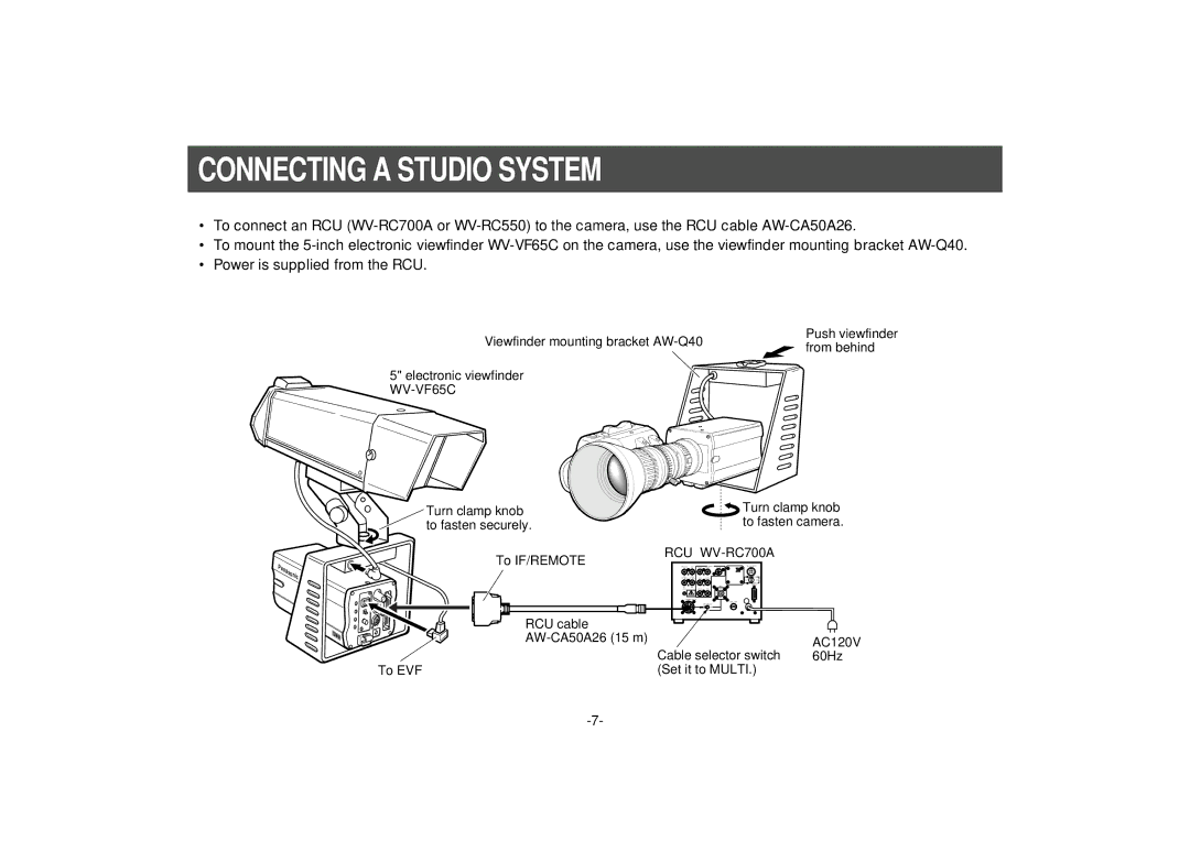 Panasonic PB305, AW-PB301 manual Connecting a Studio System 