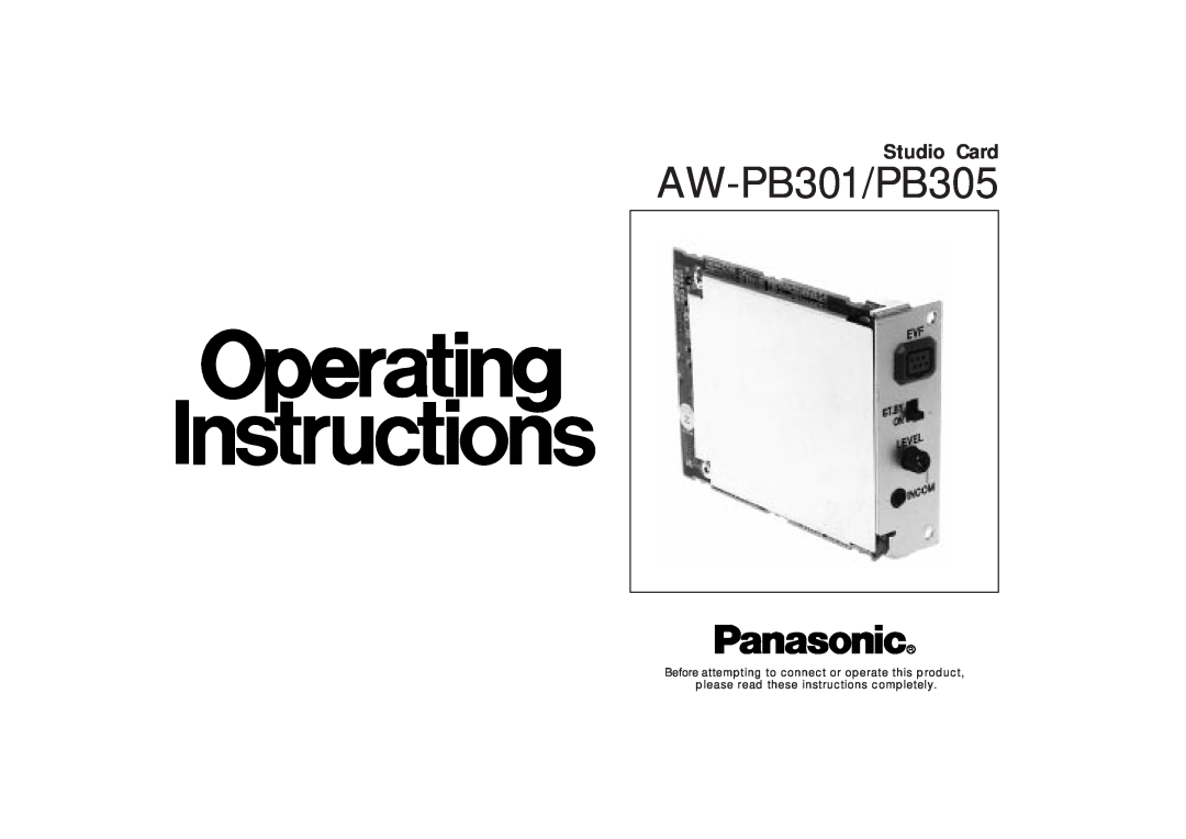 Panasonic manual AW-PB301/PB305, Studio Card 