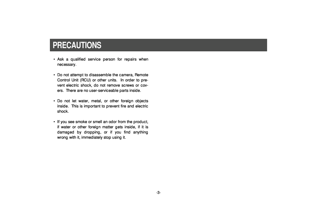 Panasonic PB305, AW-PB301 manual Precautions 