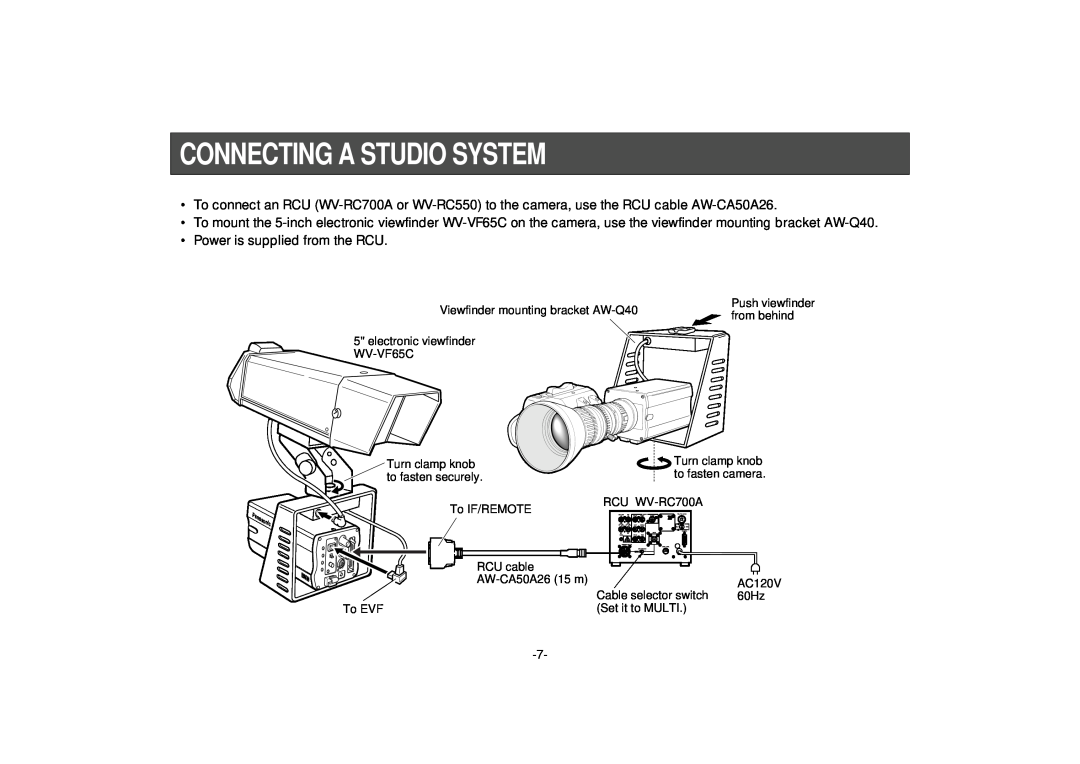 Panasonic PB305, AW-PB301 manual Connecting A Studio System 