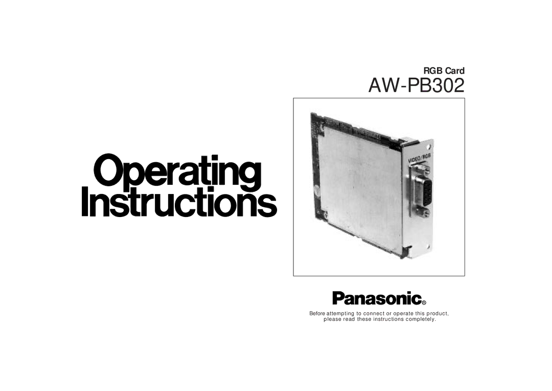 Panasonic AW-PB302 manual 