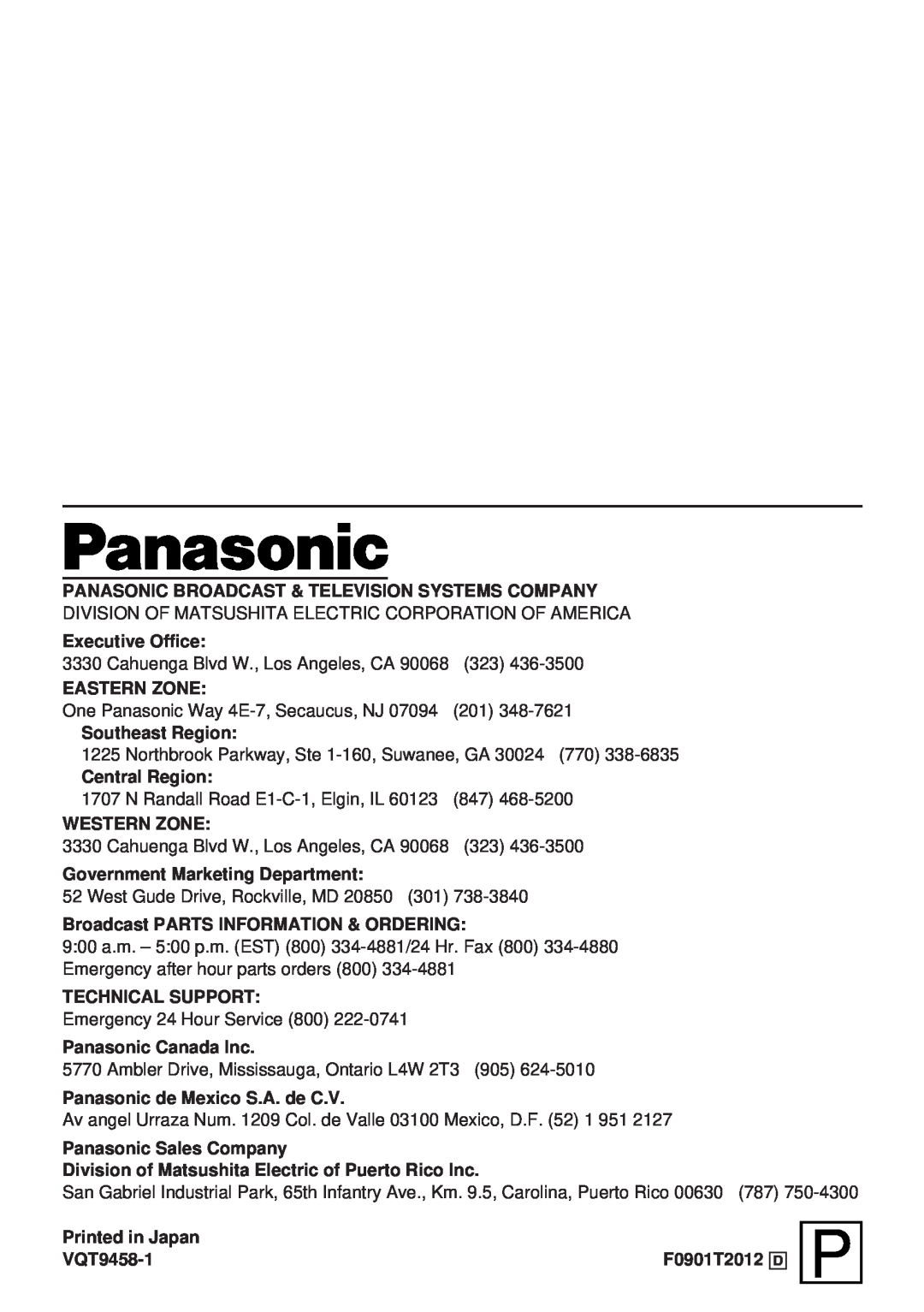 Panasonic AW-PB309P manual 