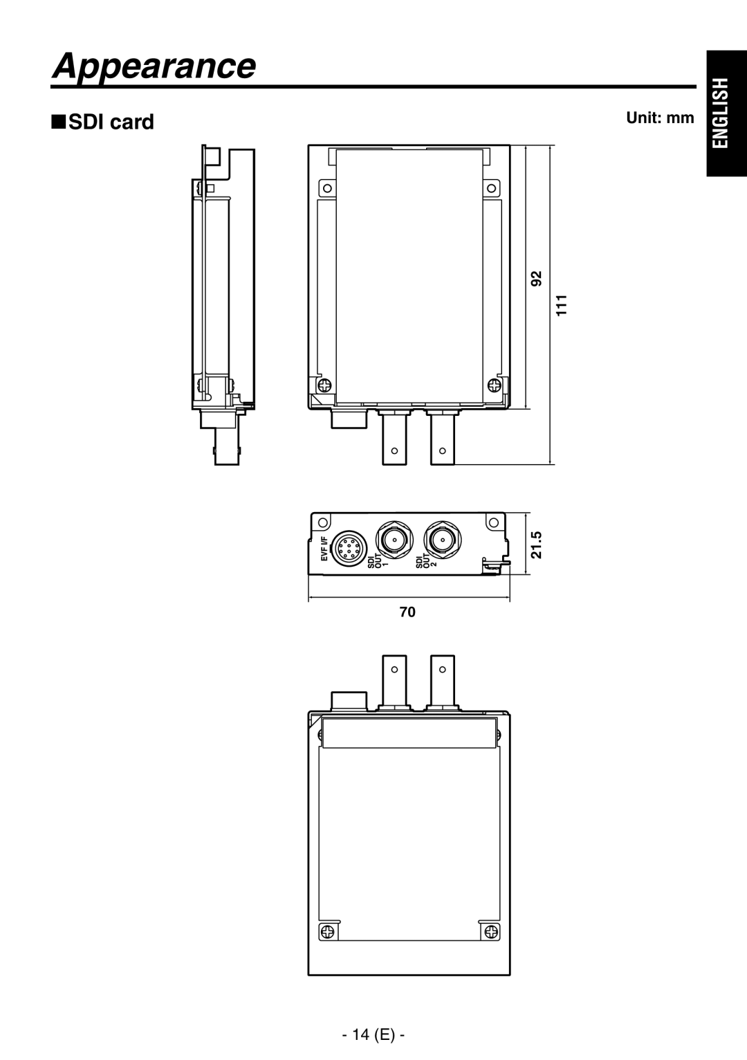 Panasonic AW-PB506AL manual Appearance, Unit mm 