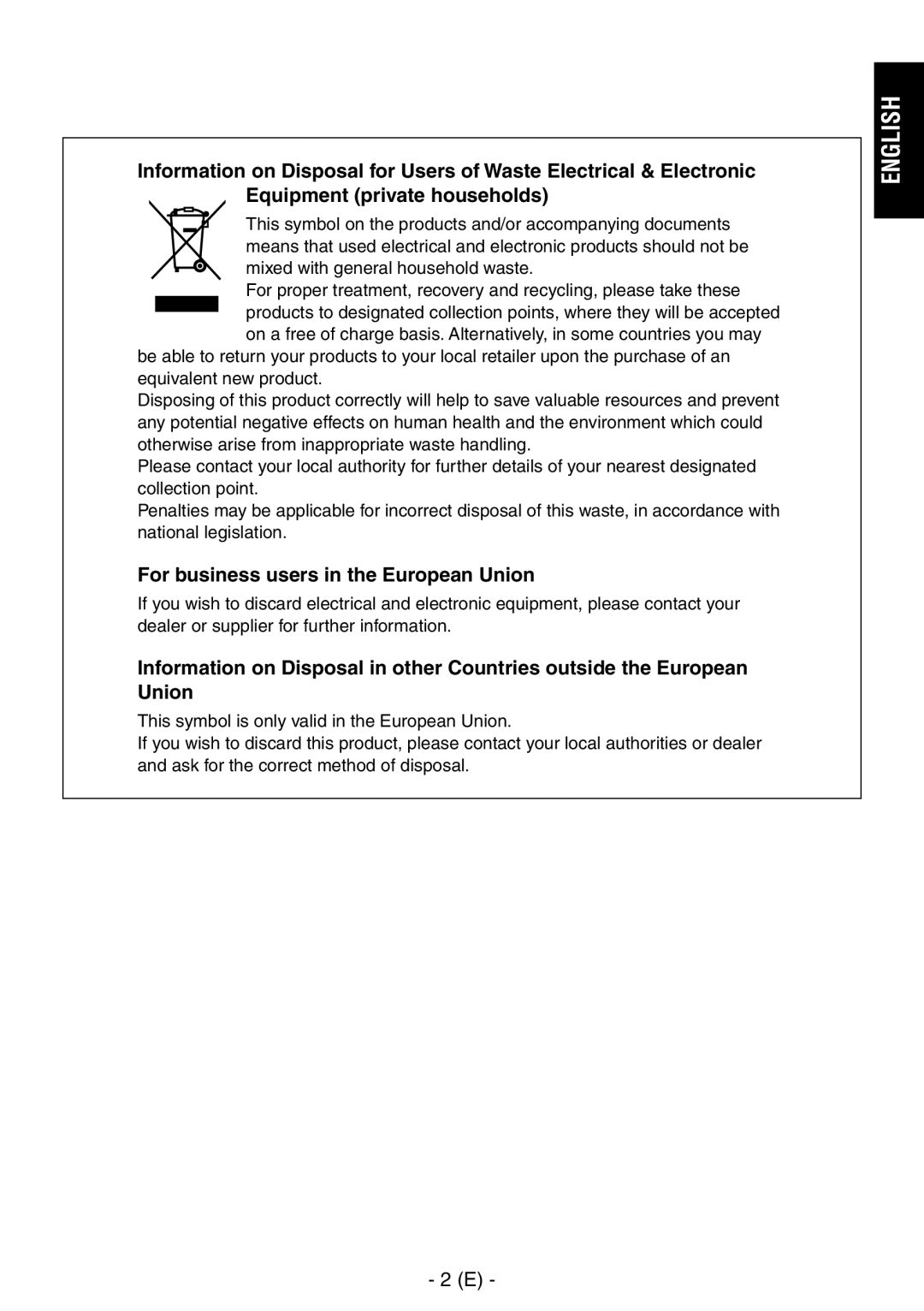 Panasonic AW-PB506AL manual For business users in the European Union, Mixed with general household waste 