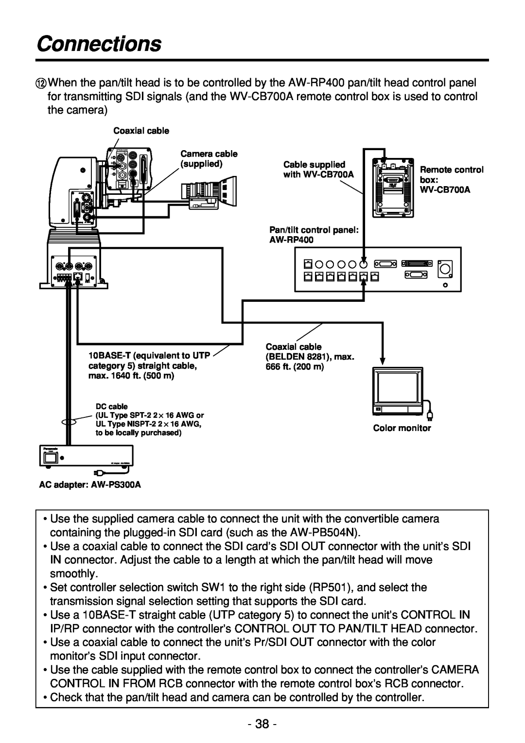 Panasonic AW-PH360N manual Connections 