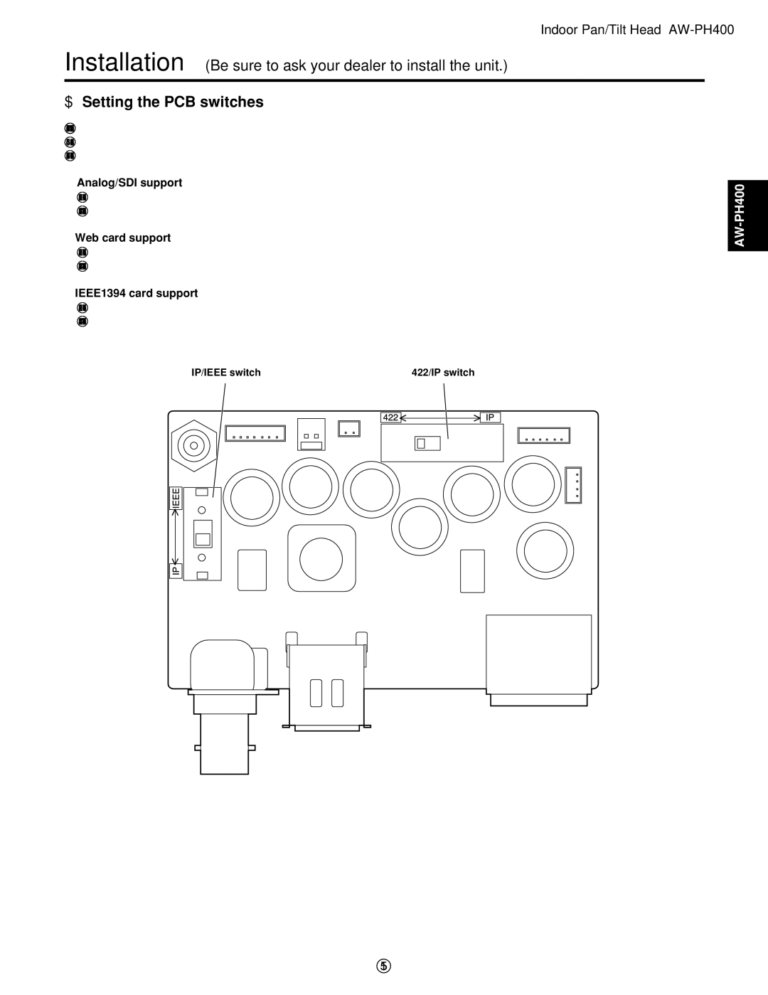 Panasonic AW-RP400, AW-PH400, AW-RL400, AW-RC400 manual $ Setting the PCB switches 