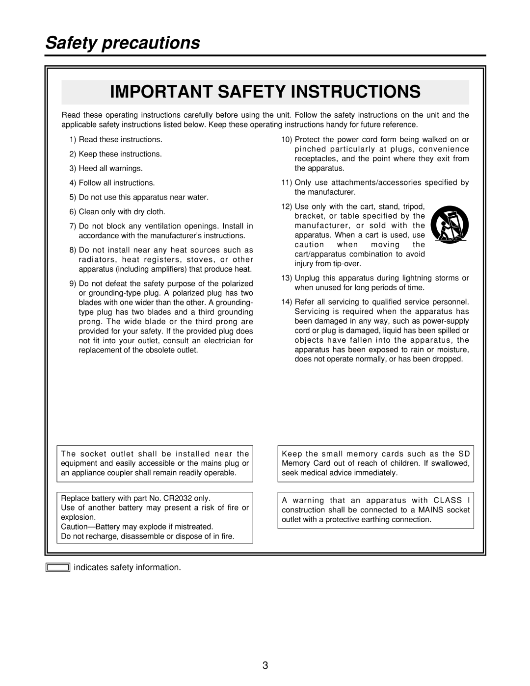 Panasonic AW-RP400, AW-PH400, AW-RL400, AW-RC400 manual Important Safety Instructions 