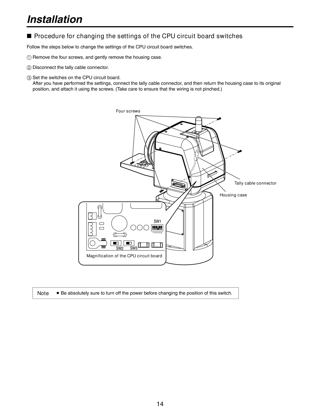 Panasonic AW-PH405N manual Installation 