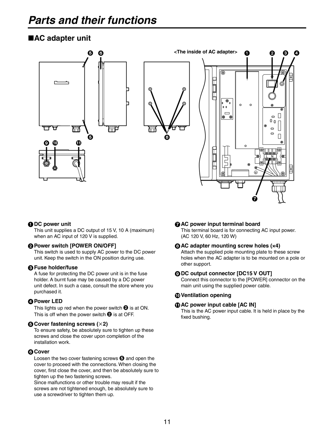 Panasonic AW-PH650N manual AC adapter unit 