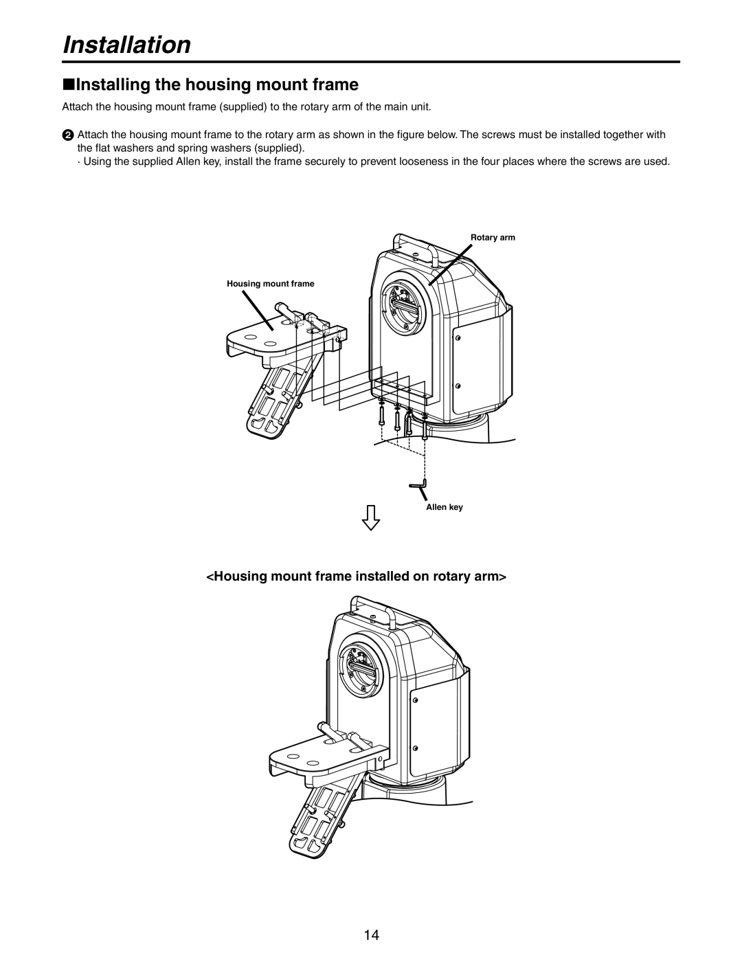 Panasonic AW-PH650N manual Installation, Installing the housing mount frame 