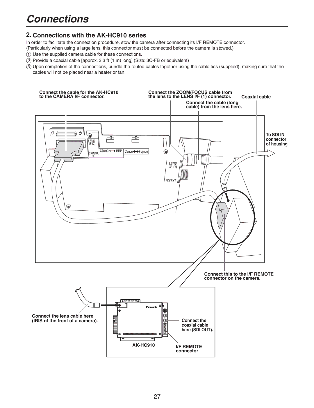 Panasonic AW-PH650N manual Connections with the AK-HC910 series 