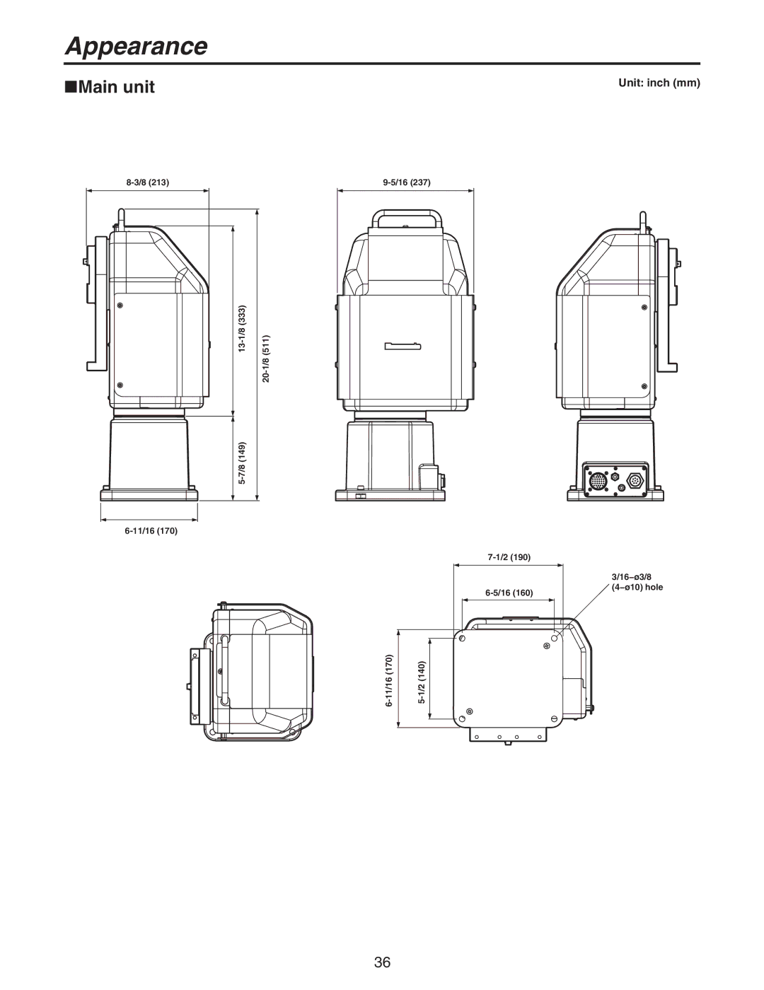 Panasonic AW-PH650N manual Appearance, Main unit 