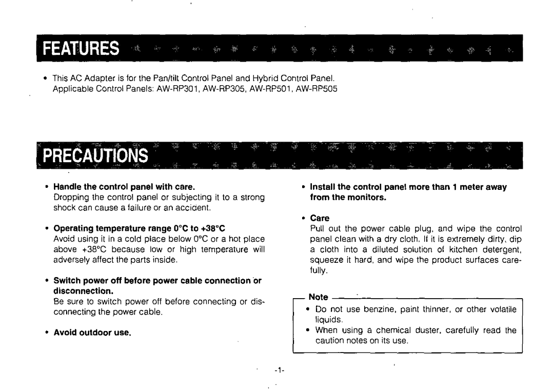 Panasonic AW-PS301 manual 
