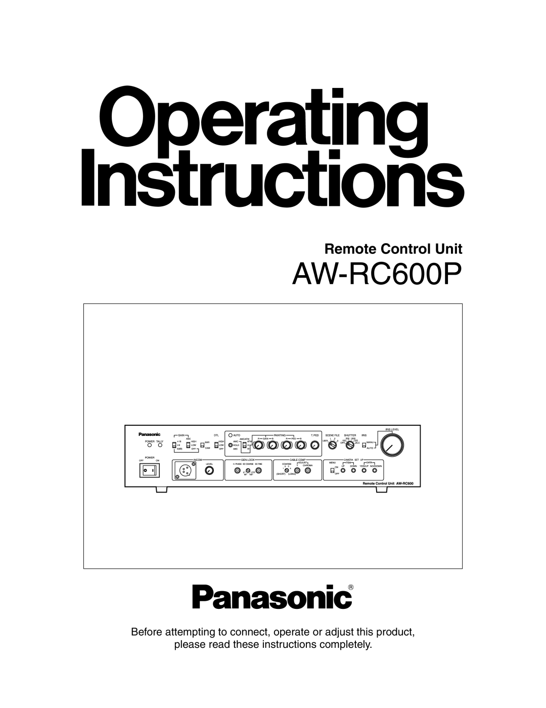 Panasonic AW-RC600P manual 