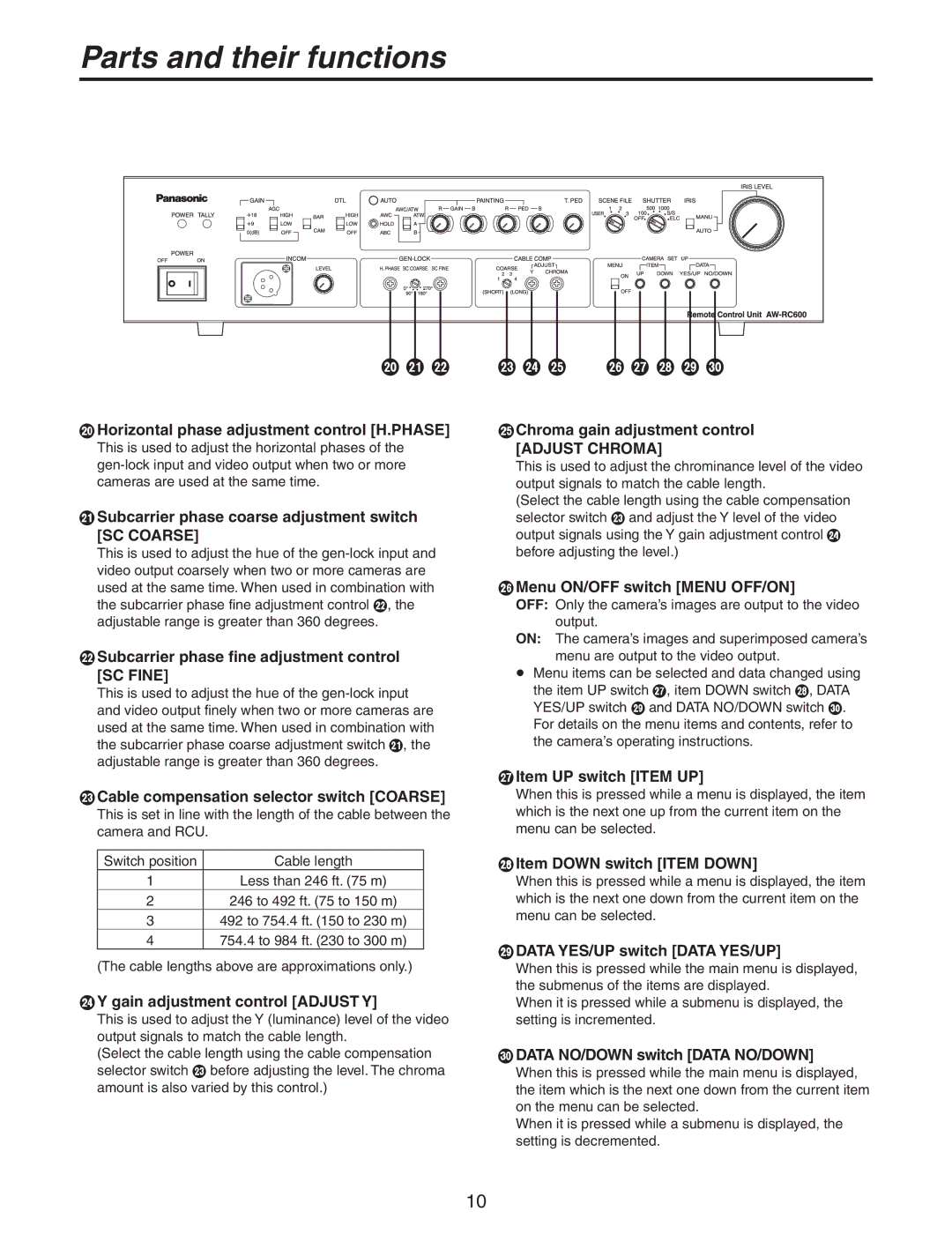 Panasonic AW-RC600P manual Adjust Chroma 