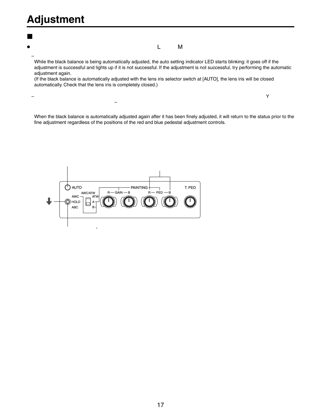 Panasonic AW-RC600P manual Black balance adjustments,  Automatic adjustment ABC 