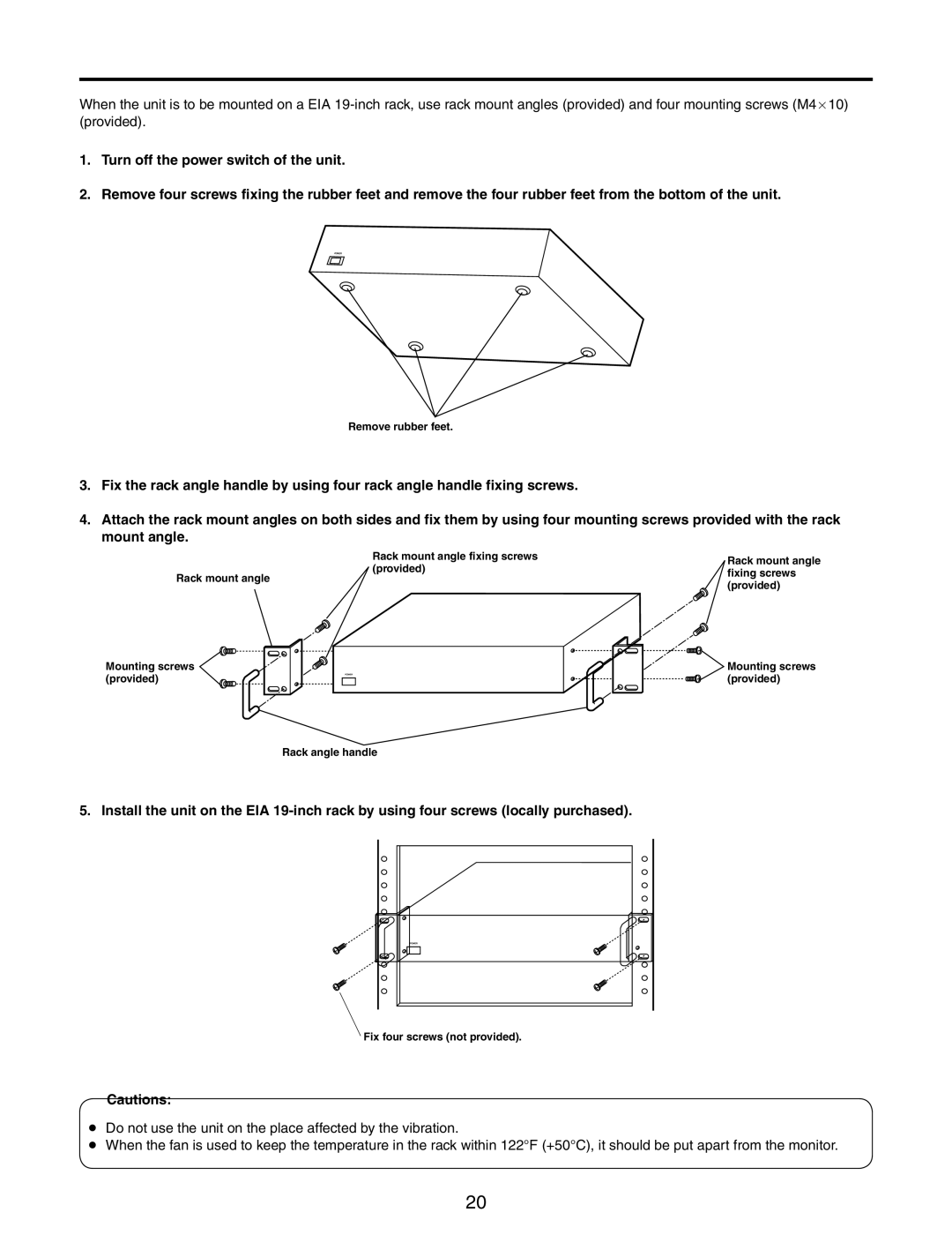 Panasonic AW-RC600P manual Rack mounting 