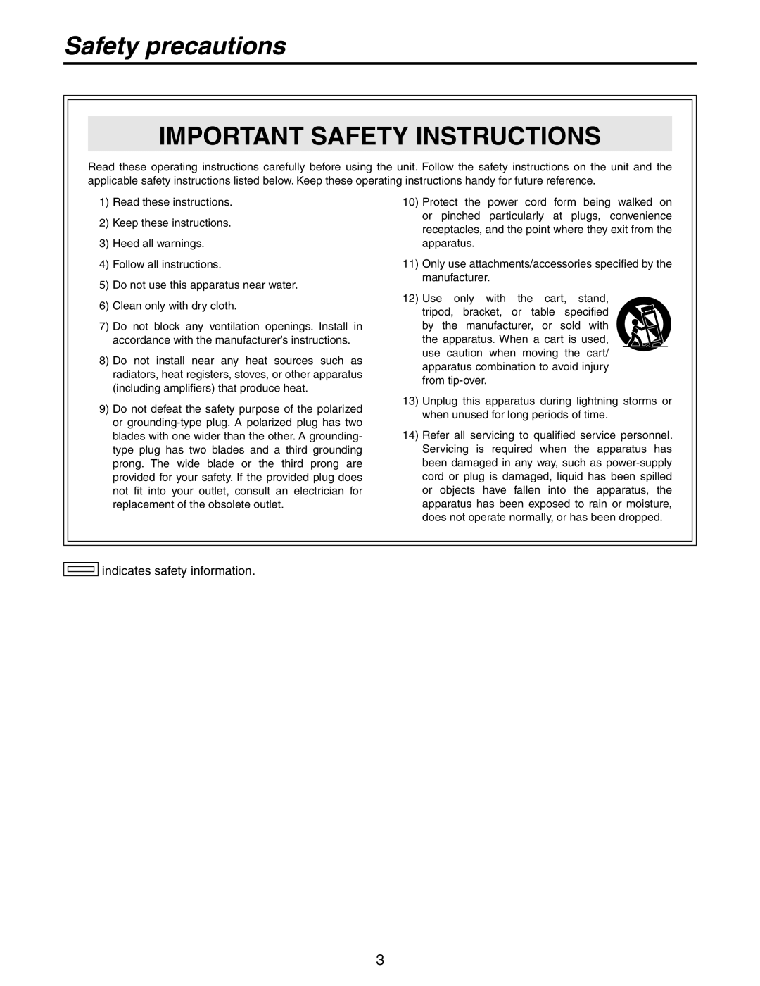 Panasonic AW-RC600P manual Important Safety Instructions 