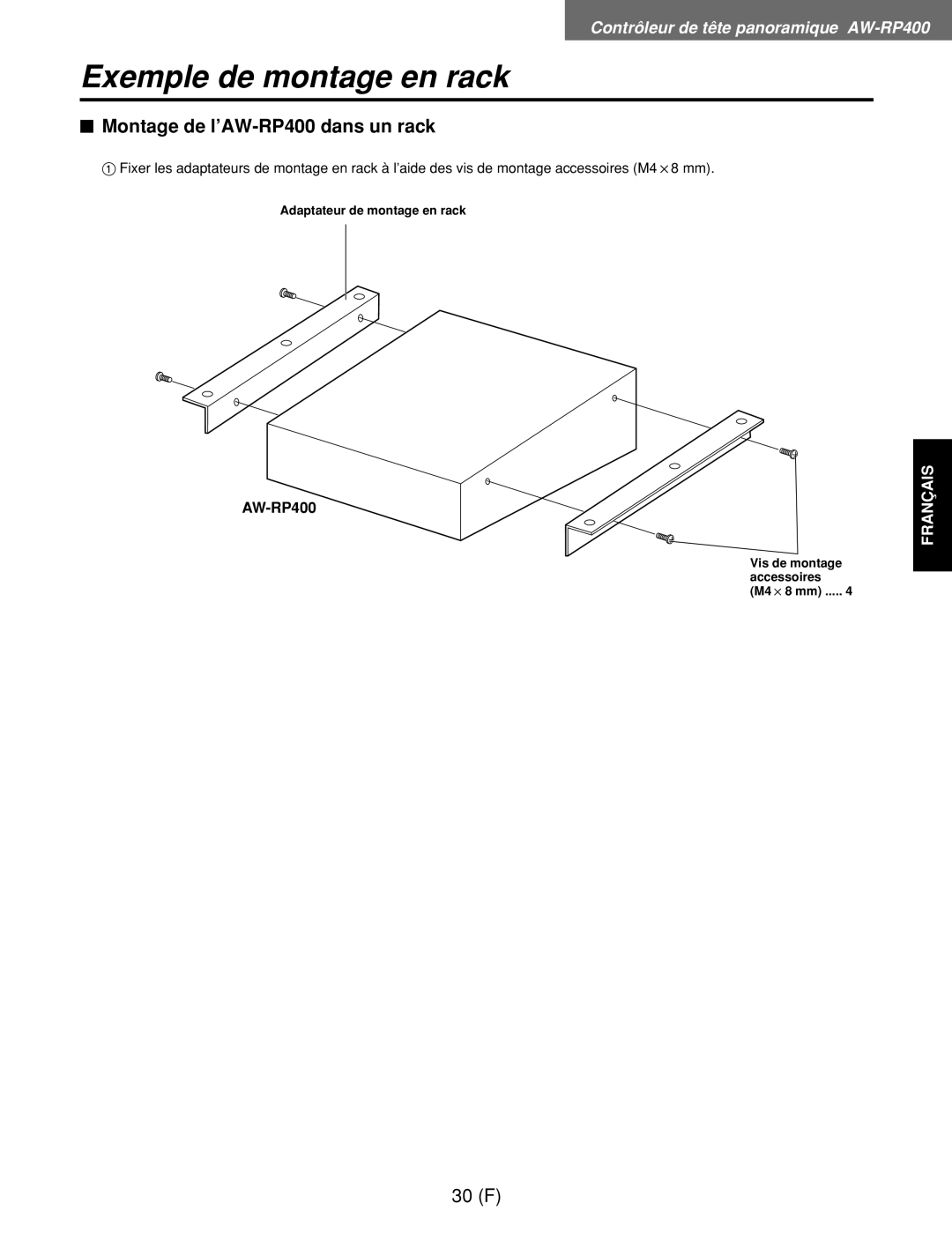 Panasonic AW-RP400E, AW-RL400G, AW-RC400E manual Exemple de montage en rack, $ Montage de l’AW-RP400 dans un rack 