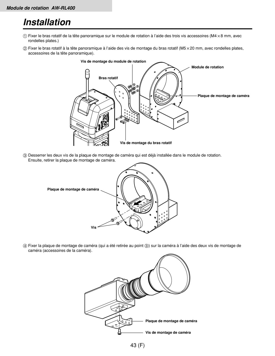 Panasonic AW-RC400E, AW-RL400G, AW-RP400E manual 43 F 