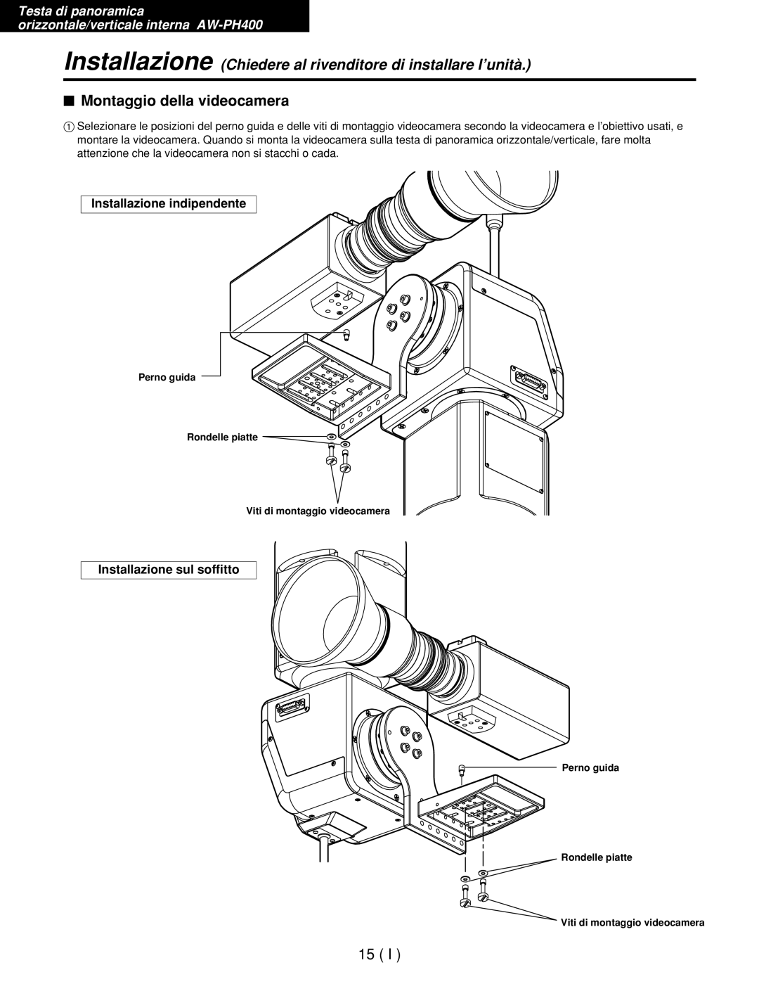 Panasonic AW-RP400E, AW-RL400G, AW-RC400E manual $ Montaggio della videocamera, Installazione indipendente 